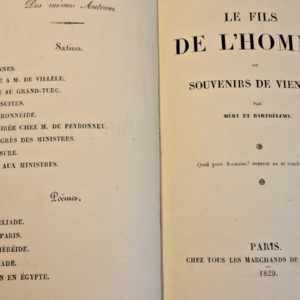 NAPOLEON BARTHÉLÉMY et MÉRY Le fils de l'homme ou souvenirs de Vienne  1829