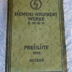 Siemens-Schuckert Werke. Preislisten. 1919