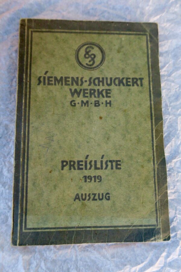 Siemens-Schuckert Werke. Preislisten. 1919