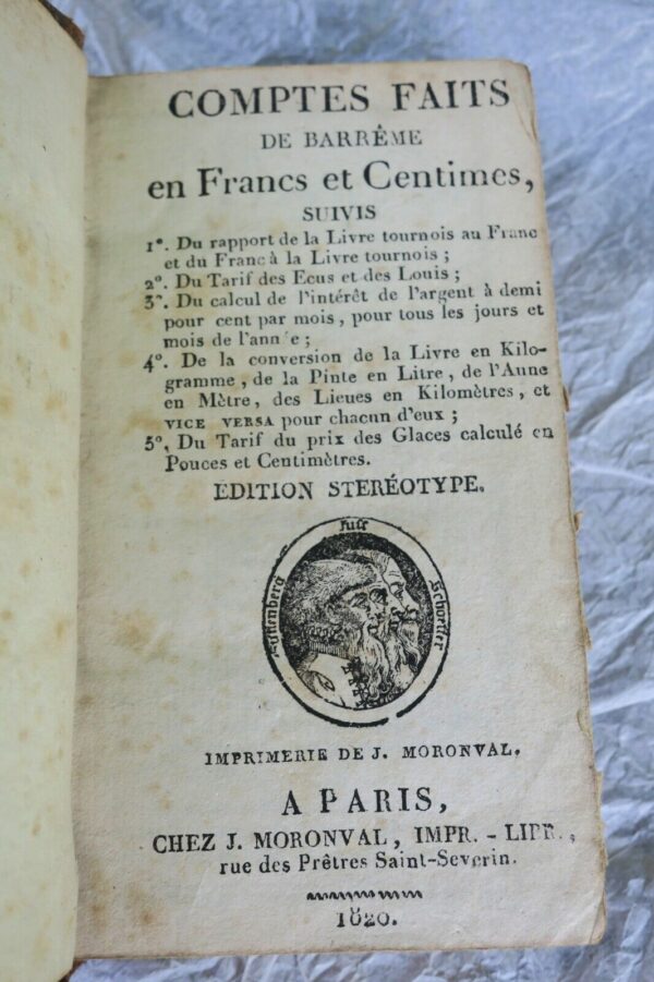 BARREME Comptes faits de Barreme en Francs et Centimes...75 x 130 mm. – Image 3