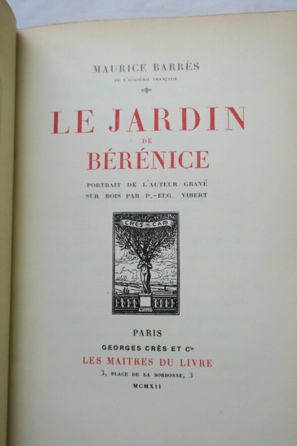 BARRÈS Maurice LE JARDIN DE BÉRÉNICE 1912 – Image 8