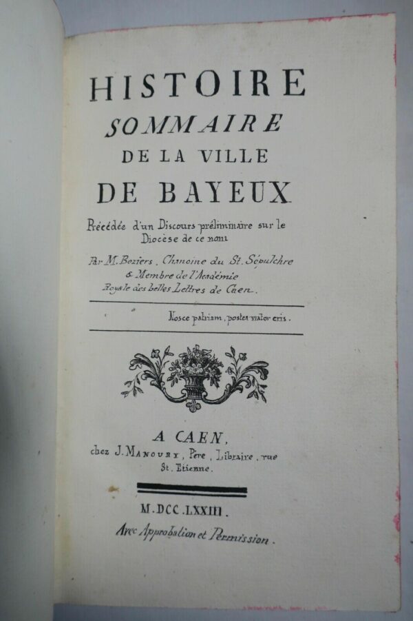 BAYEUX Histoire sommaire de la ville de Bayeux 1773 – Image 3