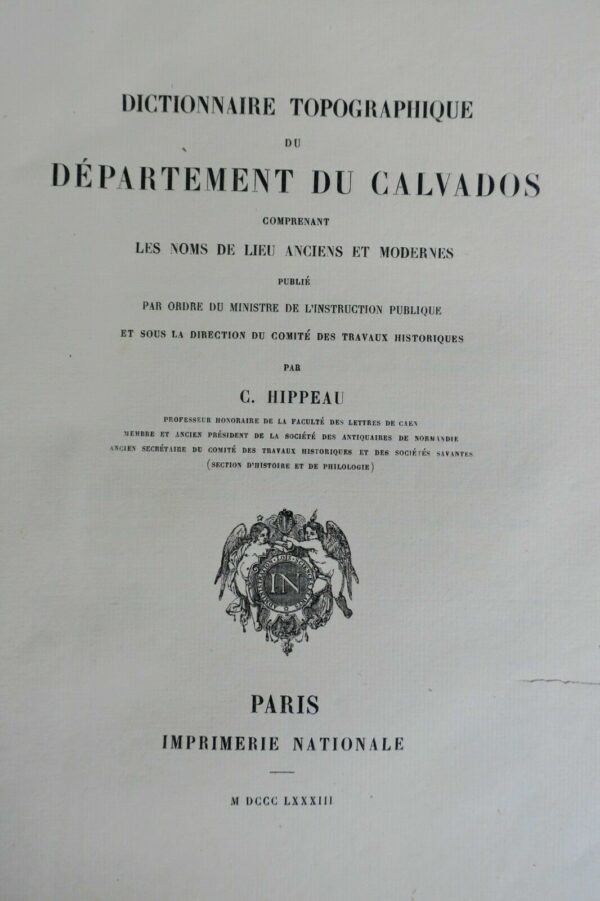 Calvados Dictionnaire topographique du département du Calvados,1883