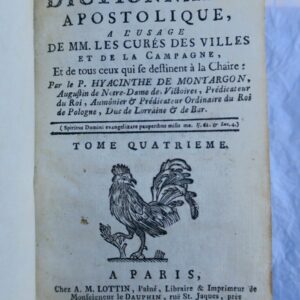 Curé Dictionnaire apostolique à l'usage de MM. les curé 1776