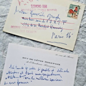 Duc de Lévis Mirepoix belle carte autographe manuscrite