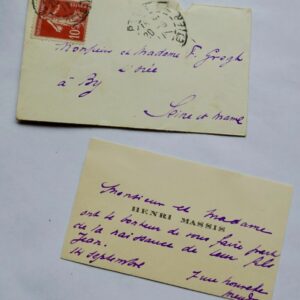 Henri Massis carte autographe manuscrite