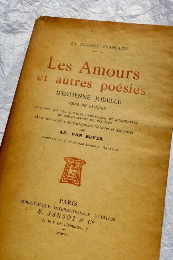 JODELLE, Estienne LES AMOURS ET AUTRES POESIES + dédicace – Image 3