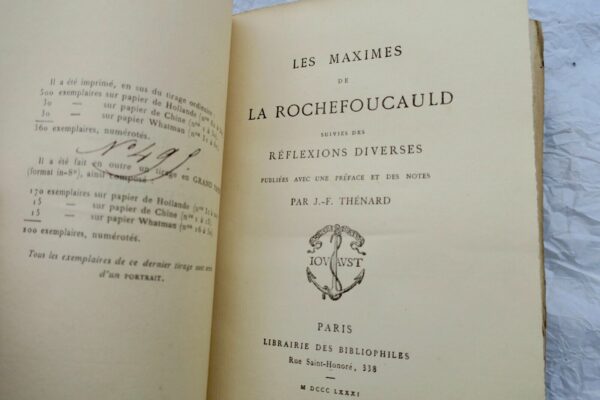 La Rochefoucauld Les Maximes de La Rochefoucauld 1881