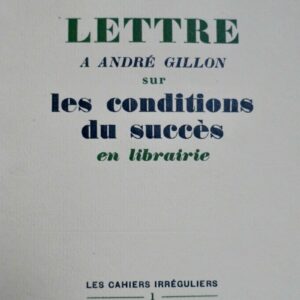 Lettre à André Gillon sur les conditions du succès en librairie