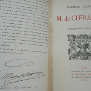 MAINDRON  M. de Clérambon. Avec portrait et fac-simile ex- nté