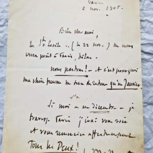 Massenet 2 billets autographes manuscrits & signés