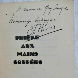PLISNIER Prière aux mains coupées + déluge DEDICACES