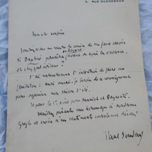 Paul Souday lettre autographe signée
