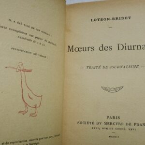 SCHWOB Marcel /LOYSON-BRIDET Moeurs des diurnales EO