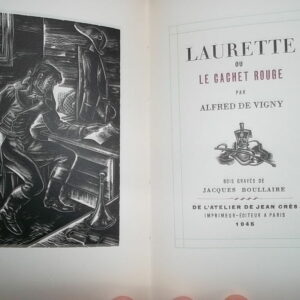 VIGNY Alfred LAURETTE OU LE CACHET ROUGE      sur vélin nté BOIS GRAVES
