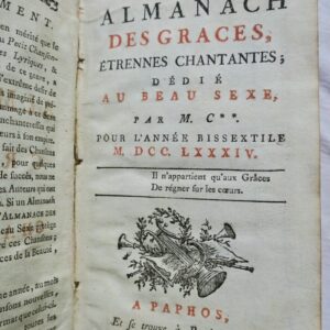 érotique Almanach des Grâces, étrennes érotiques chantantes